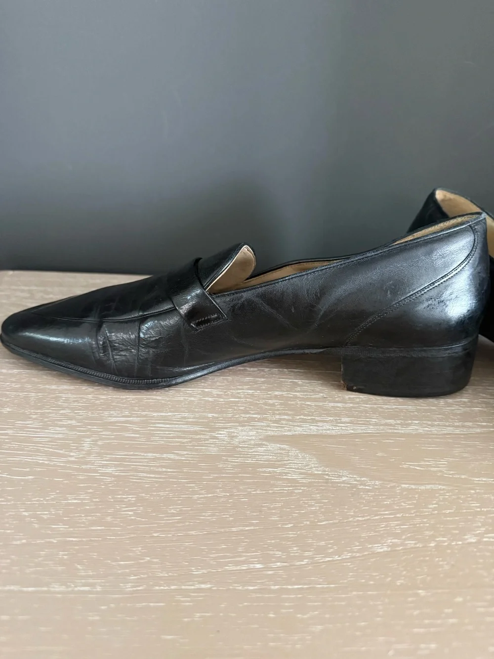 Men’s Pierre Cardin Black Leather Loafer Size 10M
